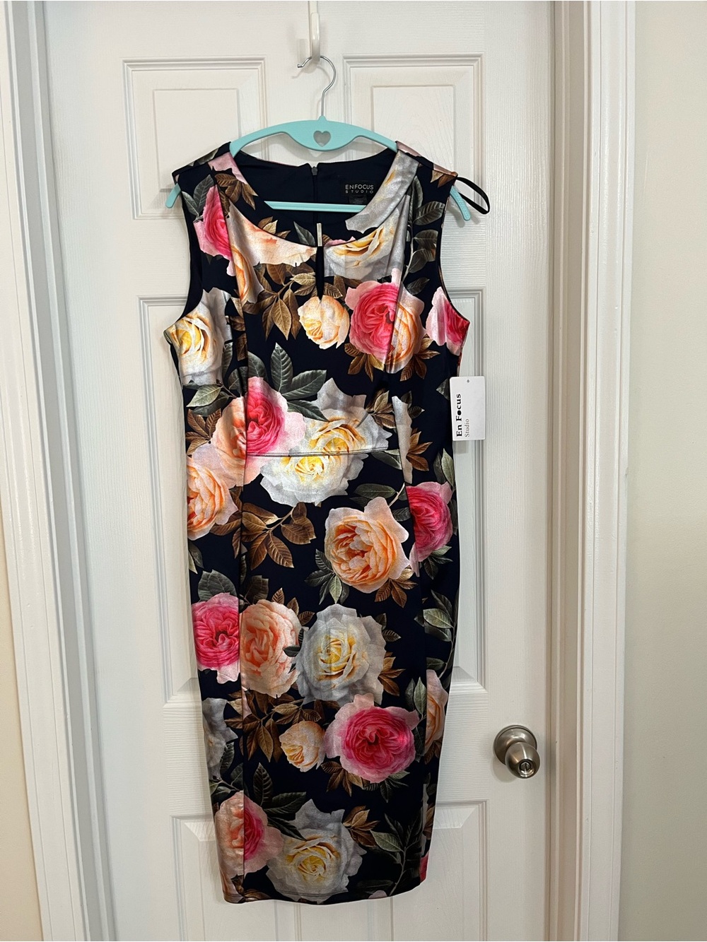Enfocus Studio Rose Metallic Navy Blue Dress NWT